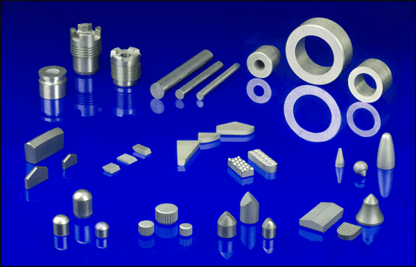 Various metal industrial components on blue background.